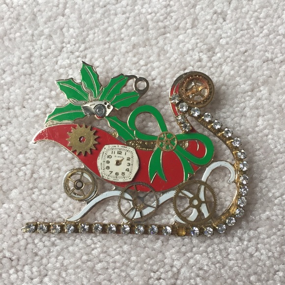 Vintage G Duchin Redesigned Singed Sleigh Pin - Picture 2 of 5